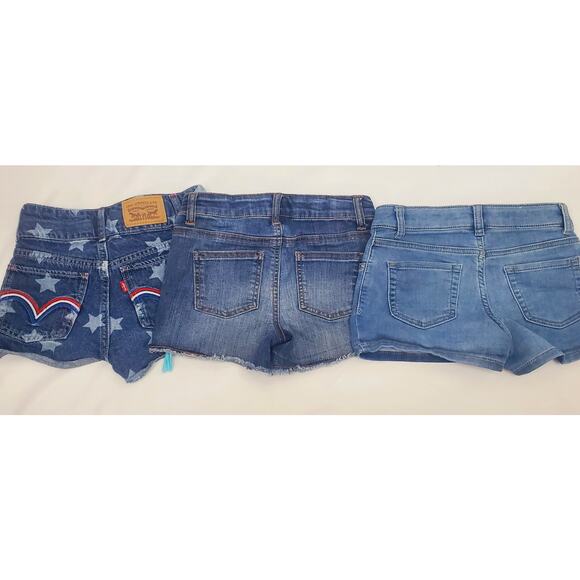 Levis Cat & Jack Girls Size 7 8 Lot Embroidered Blue Jeans Shorts Stretch Shorty - Picture 4 of 6